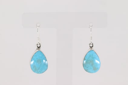 Native American Navajo Sterling Silver Turquoise Dangling Earring's By R.B.