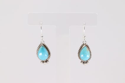 Native American Navajo Sterling Silver Kingman Turquoise Dangling Earring's By Trish Largo.