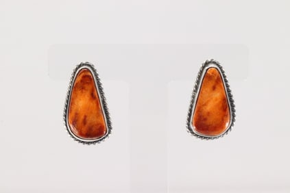 Native America Navajo Sterling Silver Spiny Oyster Post Earring's By Elouise Kee.
