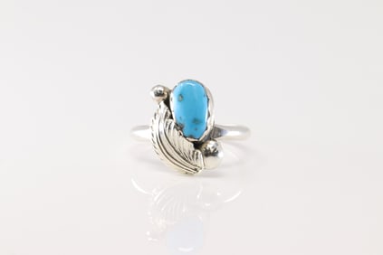 Native America Navajo Sterling Silver Turquoise Ring By Simplicio.