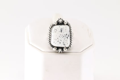 Native America Navajo Sterling Silver White Buffalo Ring By Donovan Skeets.