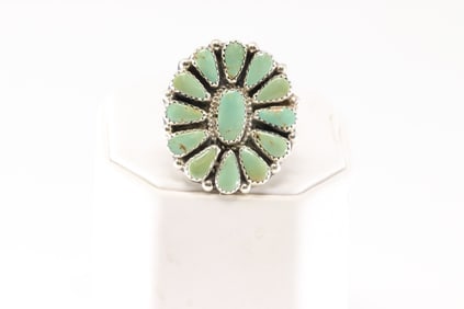 Native America Navajo Sterling Silver Turquoise Ring By Alicia Wilson.