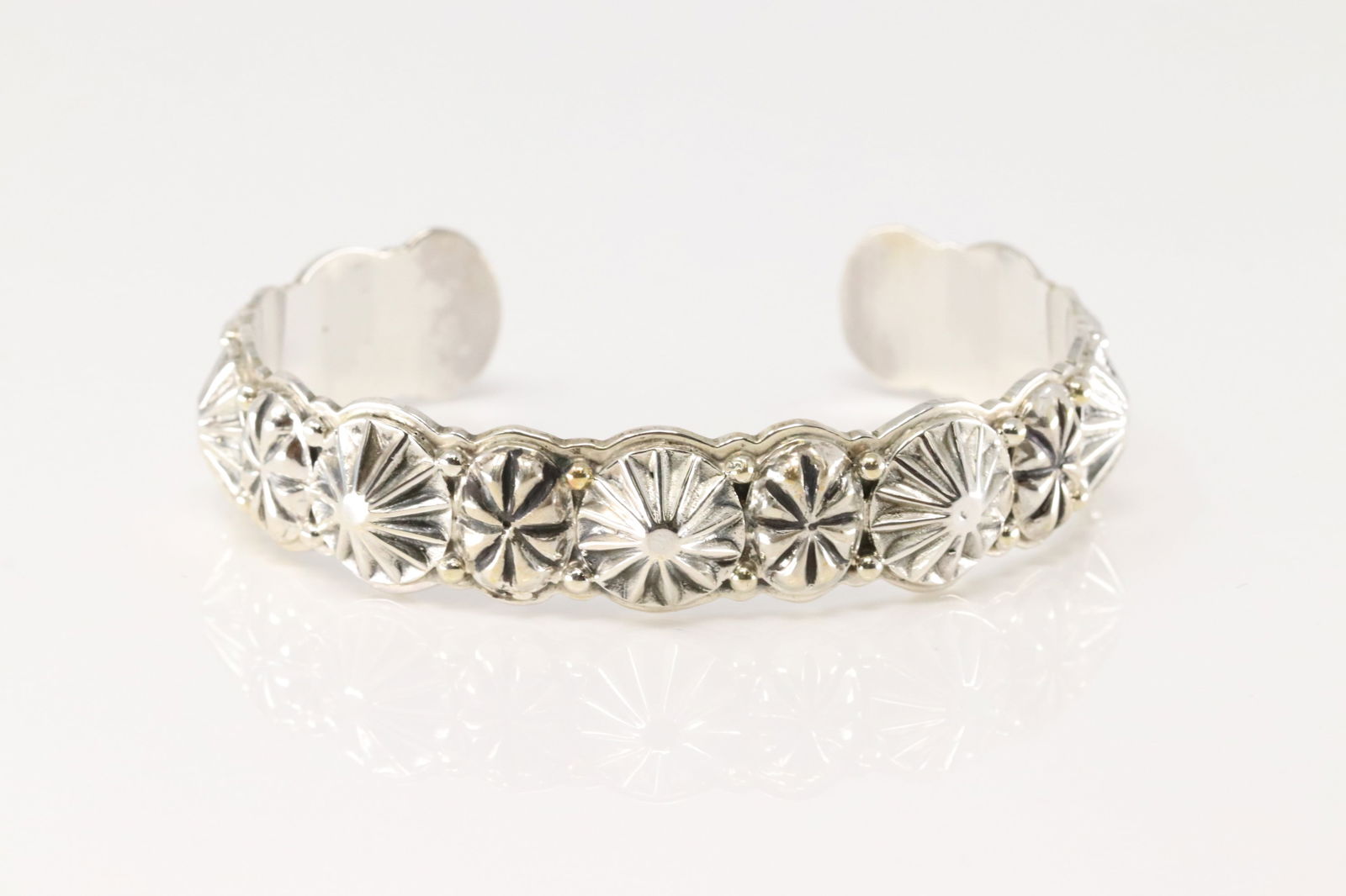 Native American Navajo Sterling Silver Solid Stamped Bracelet Cuff By Thomas Yazzie.: This is a Native American Navajo Sterling Silver Solid Stamped Bracelet Cuff By Thomas Yazzie.