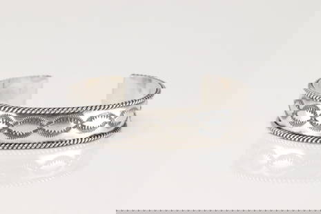 Native America Navajo Sterling Silver Solid Design Bracelet Cuff By Jason Bahe.: This is a Native America Navajo Sterling Silver Solid Design Bracelet Cuff By Jason Bahe.