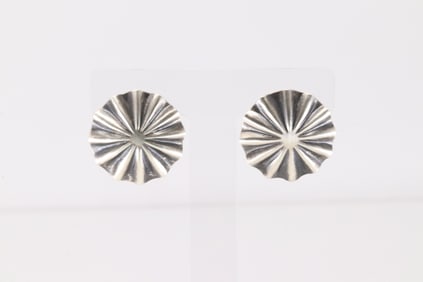 Native America Navajo Sterling Silver Stamped Post Earring's By Arlene Soce.