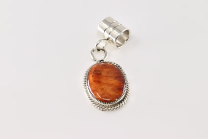 Native America Navajo Sterling Silver Spiny Osyter Pendent By Gregg Yazzie.