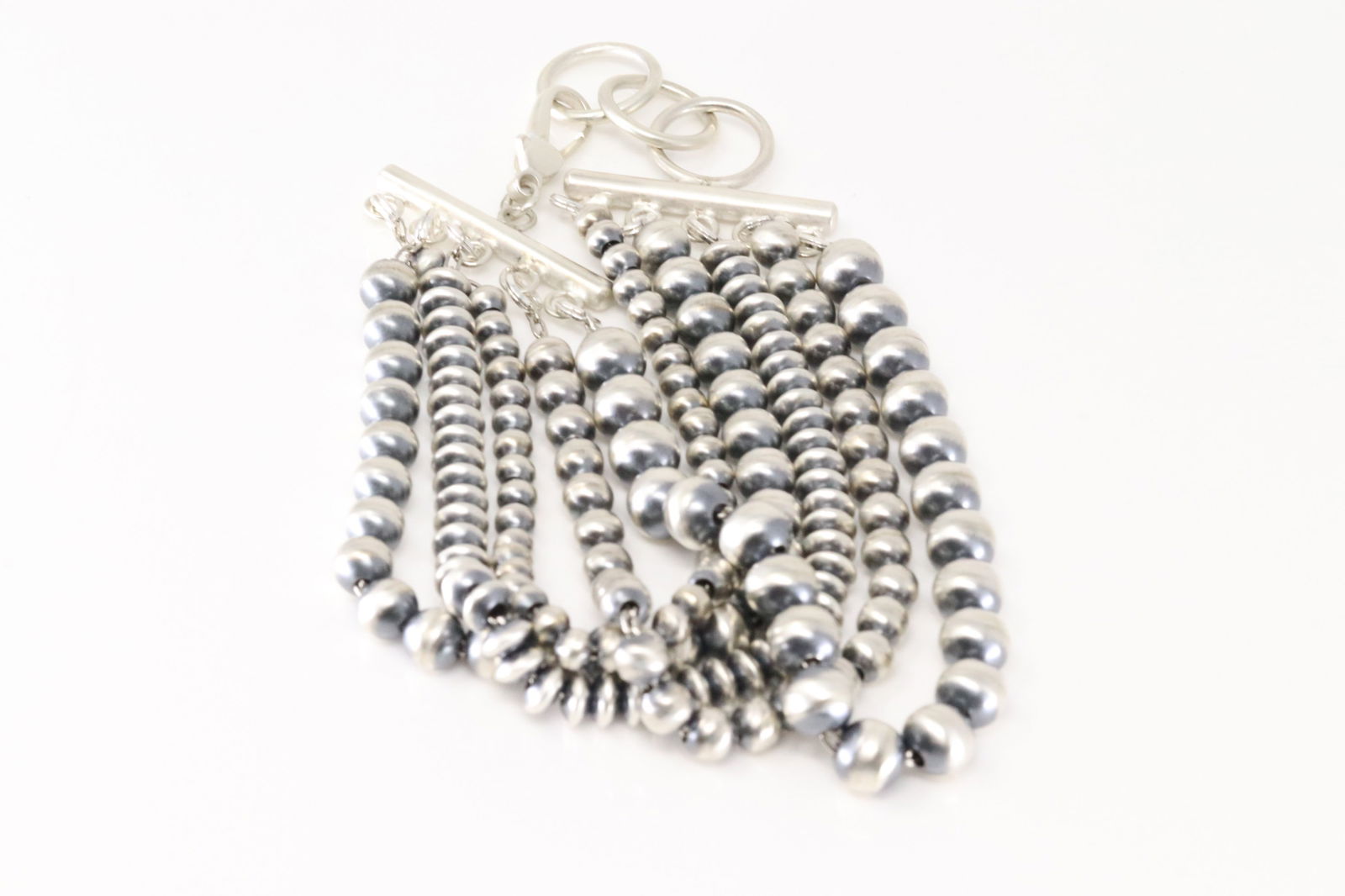 Native American Navajo Sterling Silver Solid Bracelet Link By Rena Begay. (1 of 4)