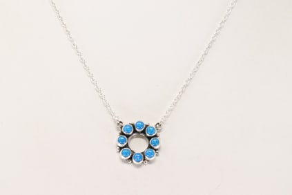 Native America Navajo Sterling Silver Lapis Necklace By Loretta Delgarito.