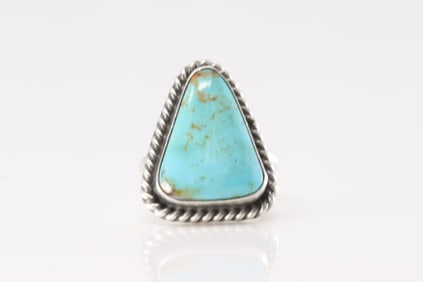 Native America Navajo Sterling Silver Turquoise Ring By Dixon.