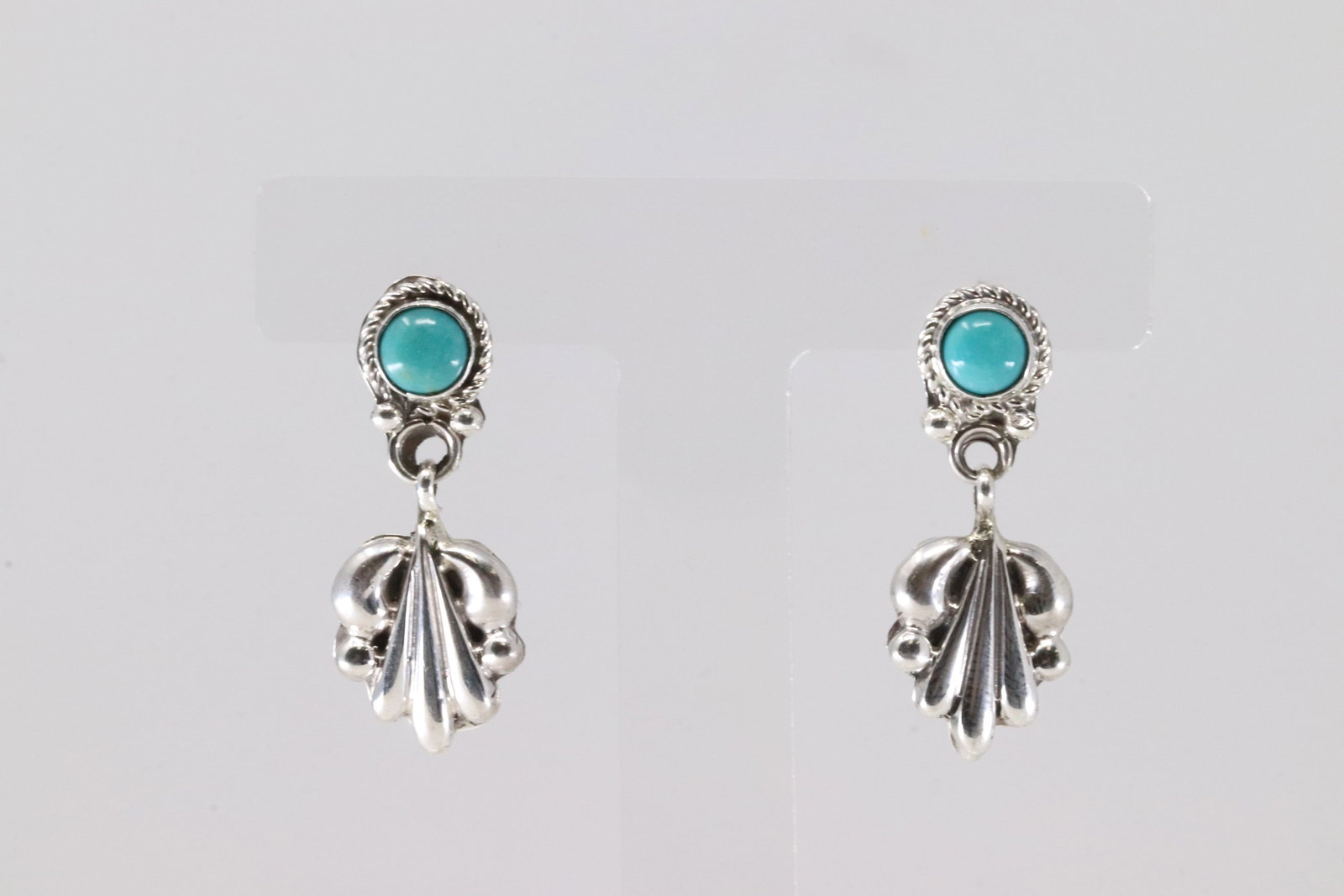 Native America Navajo Sterling Silver Turquoise Post / Dangling Earring's By Annette Chiquito.: This is a Native America Navajo Sterling Silver Turquoise Post / Dangling Earring's By Annette Chiquito.
