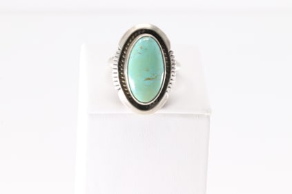 Native America Navajo Sterling Silver Turquoise Ring By A.M.