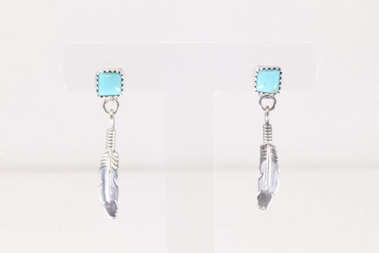 Native America Navajo Sterling Silver Turquoise Post / Dangling Earring's By Sharon McCarthy.: This is a Native America Navajo Sterling Silver Turquoise Post / Dangling Earring's By Sharon McCarthy.