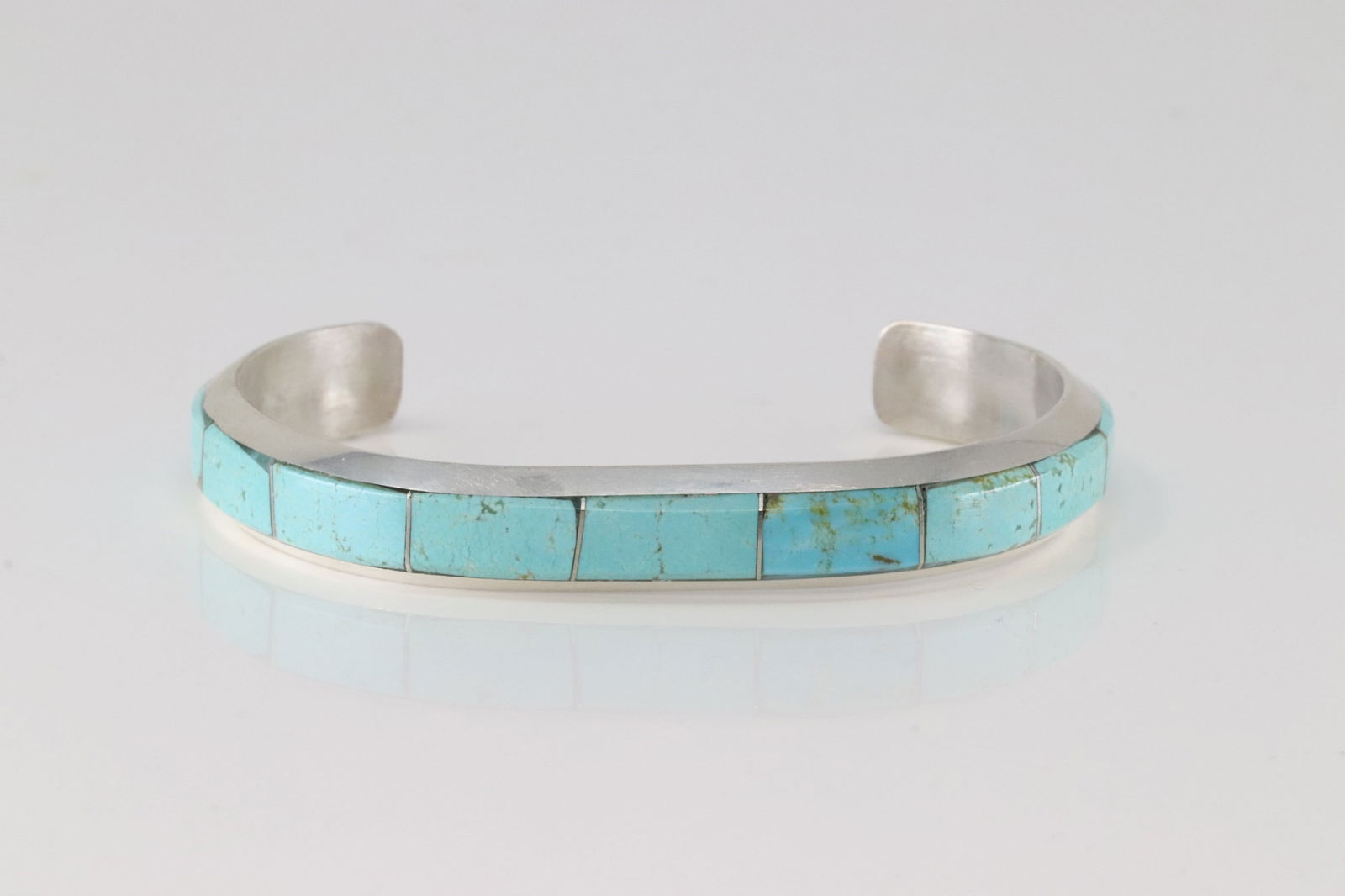 Native America Navajo Sterling Silver Number 8 Turquoise Bracelet Cuff By Brandon Etcitty.: This is a Native America Navajo Sterling Silver Number 8 Turquoise Bracelet Cuff By Brandon Etcitty.