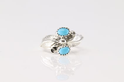 Native America Navajo Sterling Silver Turquoise Ring By Harry B. Yazzie.