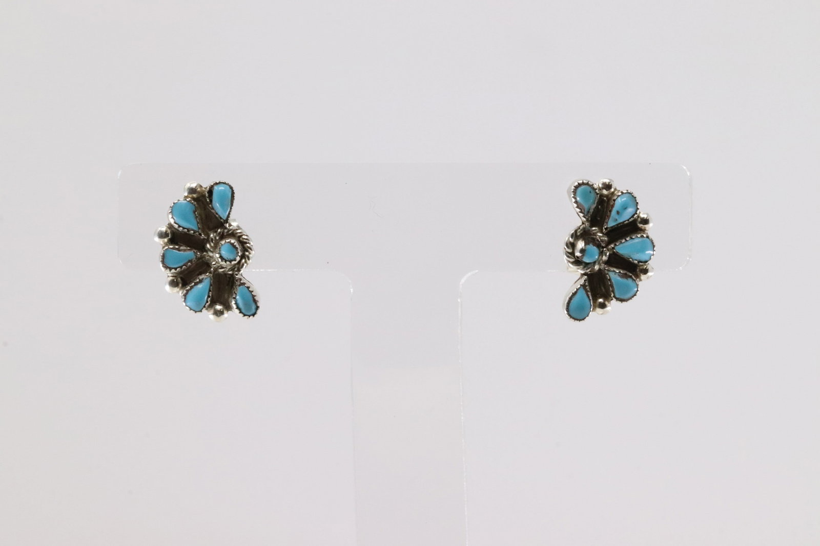 Native America Zuni Sterling Silver Turquoise Post Earring's By Herbet Lastyano.: This is a Native America Zuni Sterling Silver Turquoise Post Earring's By Herbet Lastyano.