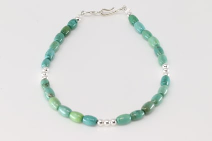Native America Navajo Sterling Silver Pearl / Turquoise Bracelet Link.