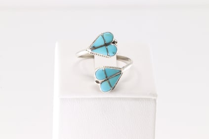 Native America Zuni Sterling Silver Turquoise Ring By RVN.
