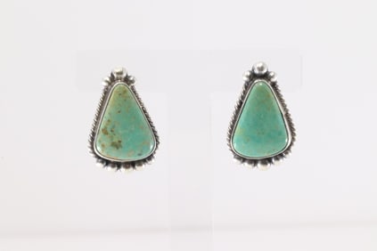 Native America Navajo Sterling Silver Royston Turquoise Earring's By Elouise Kee.