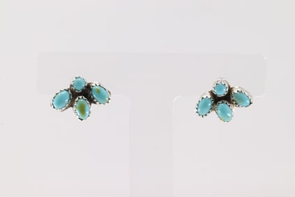 Native America Navajo Sterling Silver Turquoise Post Earring's By Sylvyn Chee.
