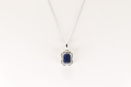 Sapphire & Diamond Pendant & Necklace 10Kt.