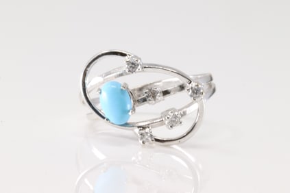 Turquoise & Diamond Ring 18Kt.