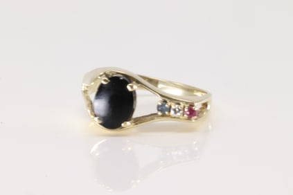 Multi-Color Gemstone & Diamond Ring 14Kt.
