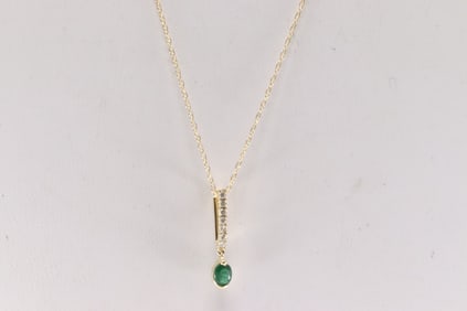 Emerald & Diamond Necklace 14Kt.