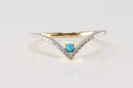 Turquoise & Diamond Ring 14Kt.