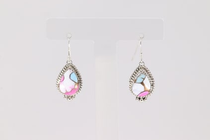 Native America Navajo Sterling Silver Cotton Candy Dangling Earring's By Trish Largo.