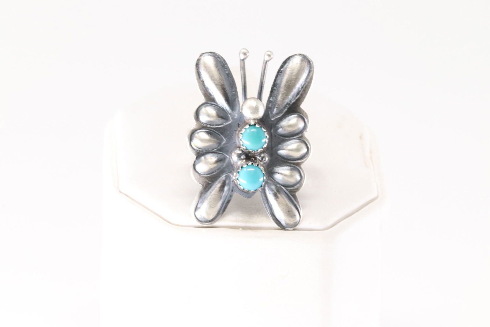 Native America Navajo Sterling Silver Turquoise Butterfly Ring By T.Yazzie. (1 of 4)
