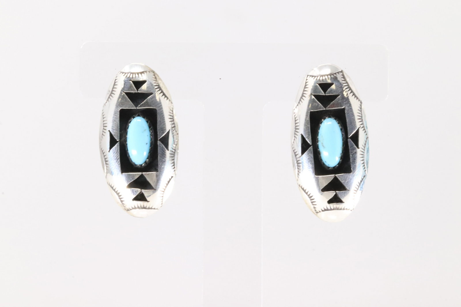 Native American Navajo Sterling Silver Turquoise Post Earring's By Felix Perry.: This is a Native American Navajo Sterling Silver Turquoise Post Earring's By Felix Perry.