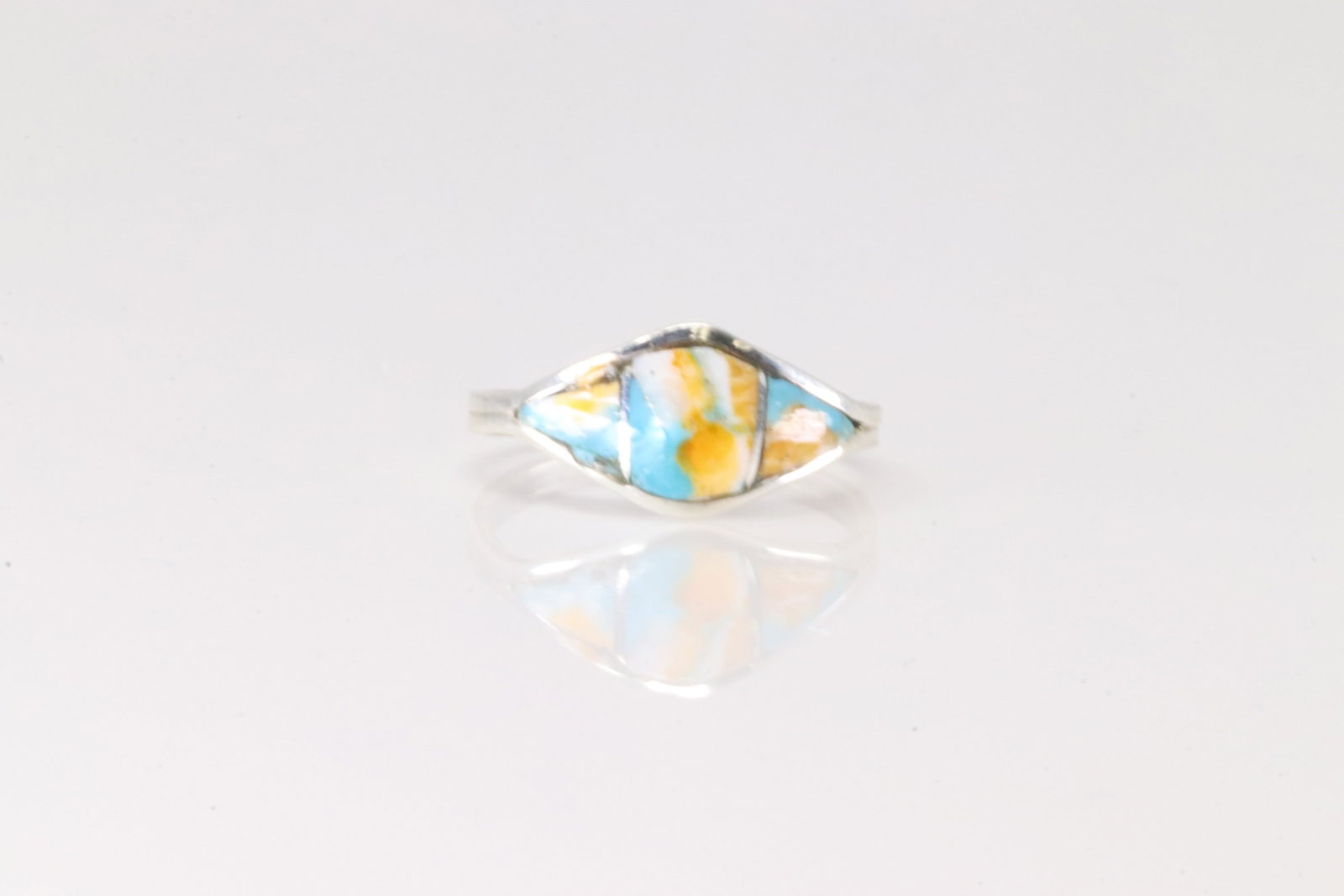 Native America Navajo Sterling Silver Multi-Color Inlay Ring By Johnson.: This is a Native America Navajo Sterling Silver Multi-Color Inlay Ring By Johnson. Ring size: 6.75.