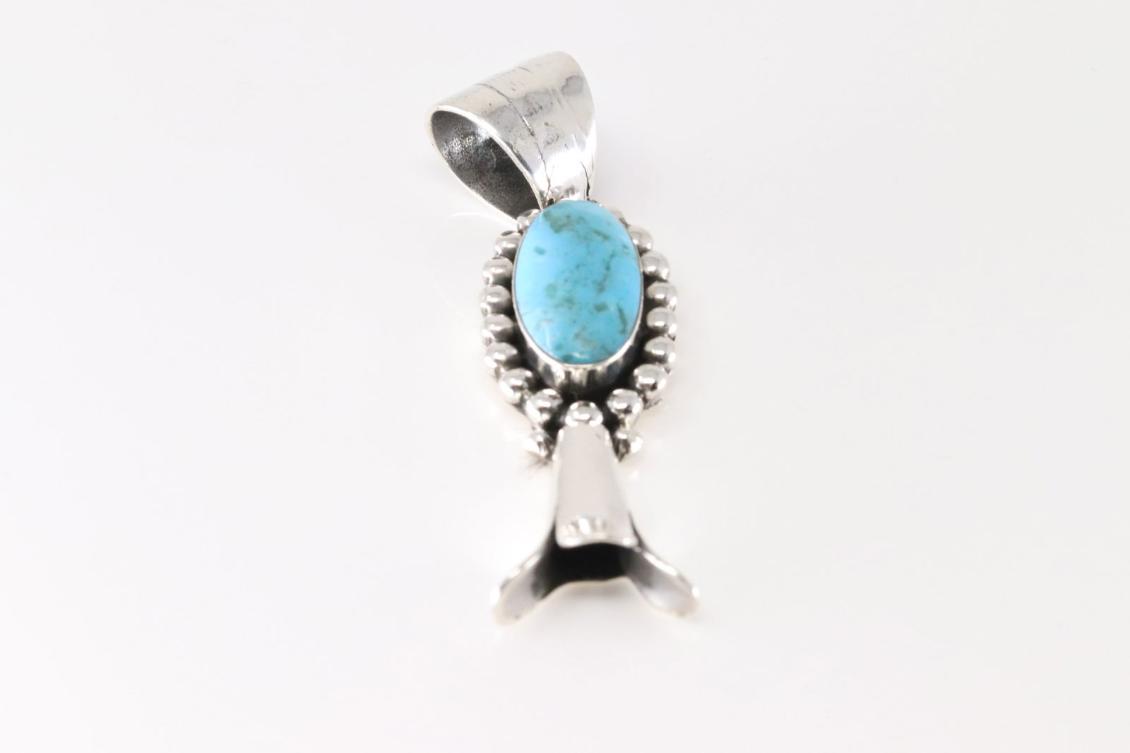Native America Navajo Sterling Silver Turquoise Blossom Pendent By Marie Jones. (1 of 2)