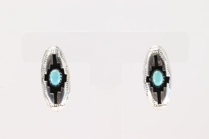 Native America Navajo Sterling Silver Turquoise Post Earring's By Felix Perry.