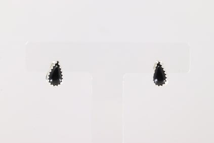 Native America Navajo Sterling Silver Black Onyx Post Earring's By Annie Spencer.