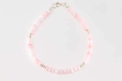 Native America Navajo Sterling Silver Pink Conch Shell Bracelet Link.