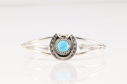 Native America Navajo Sterling Silver Turquoise Naja Bracelet Cuff By Letricia Largo.
