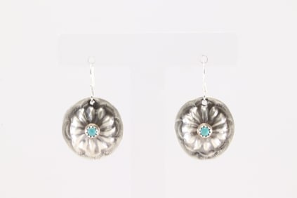 Native America Navajo Sterling Silver Turquoise Dangling Earring's By Joan & Ryan Begay.