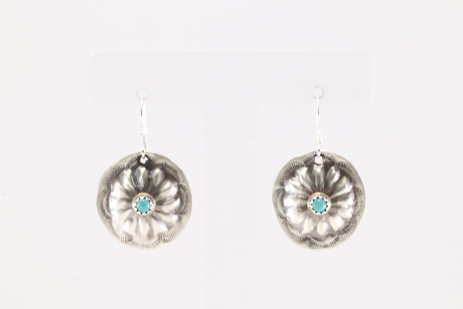 Native America Navajo Sterling Silver Turquoise Dangling Earring's By Joan & Ryan Begay.: This is a Native America Navajo Sterling Silver Turquoise Dangling Earring's By Joan & Ryan Begay.
