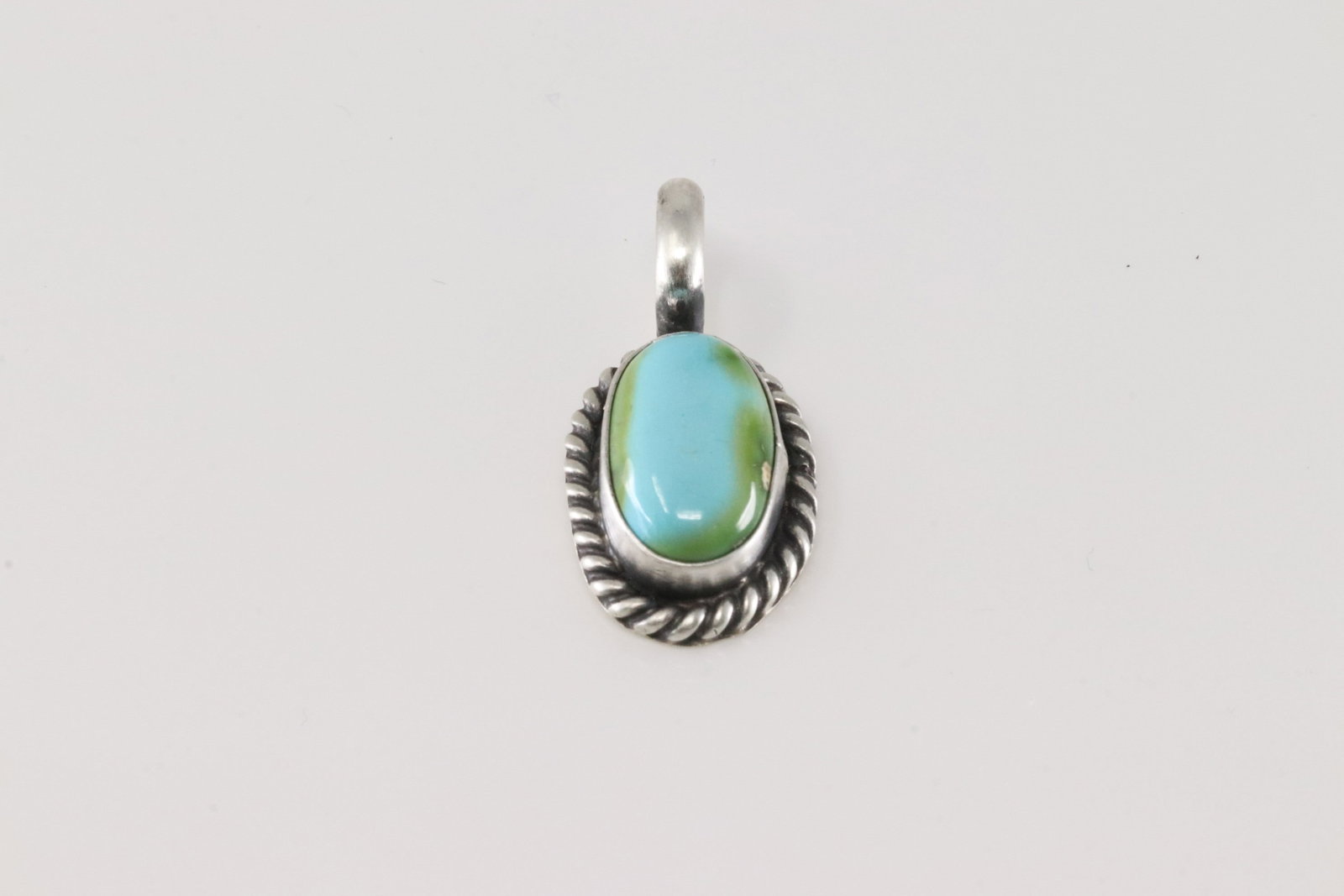 Native America Navajo Sterling Silver Sonoran Turquoise Pendant By Johnny Dixon.: This is a Native America Navajo Sterling Silver Sonoran Turquoise Pendant By Johnny Dixon.