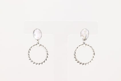 Native America Navajo Sterling Silver White Buffalo Post Hoop Earring's By Annette Martinez.