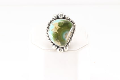 Native America Navajo Sterling Silver Royston Turquoise Ring By Augustine Largo.