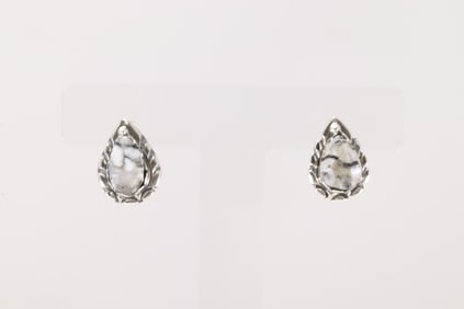 Native America Navajo Sterling Silver White Buffalo Post Earring's By Freida Martinez.