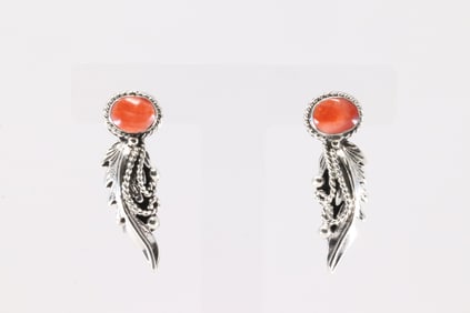 Native America Navajo Sterling Silver Spiny Oyster Post Earring's By Gilbert Smith.