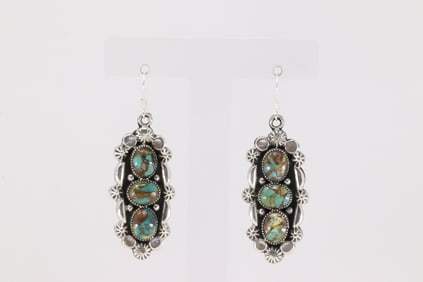 Native America Navajo Sterling Silver Turquoise Dangling Earring's By Emerson Delgarito.