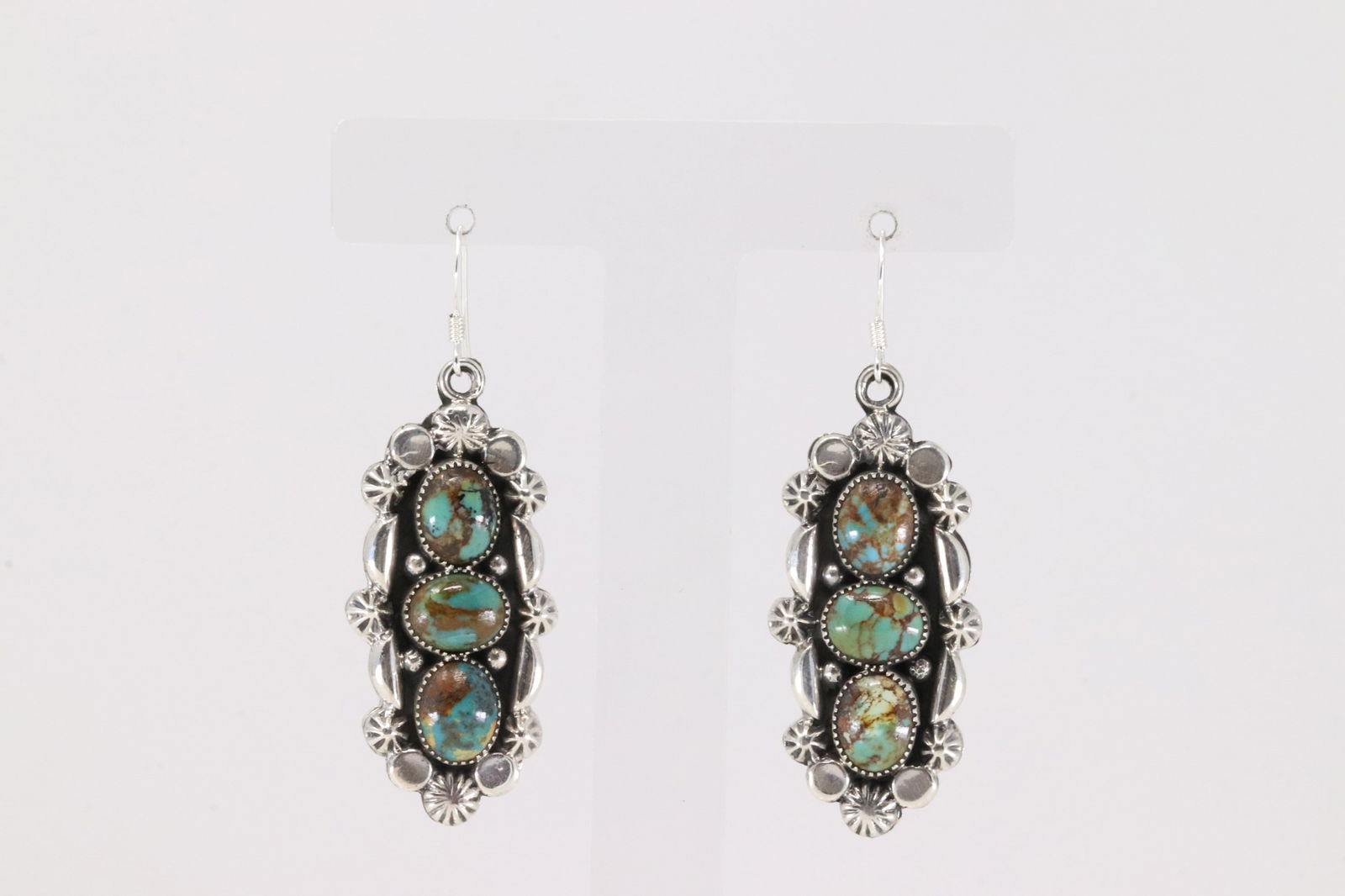 Native America Navajo Sterling Silver Turquoise Dangling Earring's By Emerson Delgarito. (1 of 4)