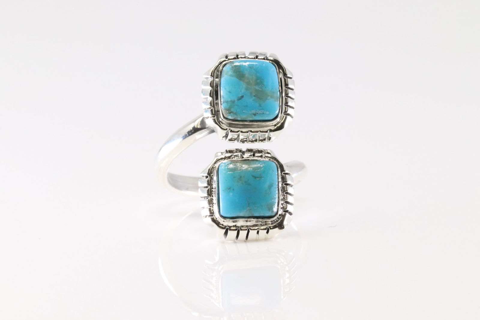 Native America Navajo Sterling Silver Turquoise Ring Bypass By Aaron Begay. (1 of 4)