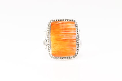 Native America Navajo Sterling Silver Spiny Oyster Ring By Gregg Yazzie.