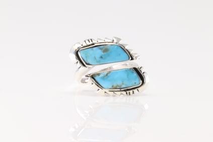 Native America Navajo Sterling Silver Turquoise Ring By Jeremy Delgarito.