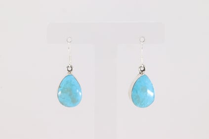Native American Navajo Sterling Silver Turquoise Dangling Earring's By R.B.